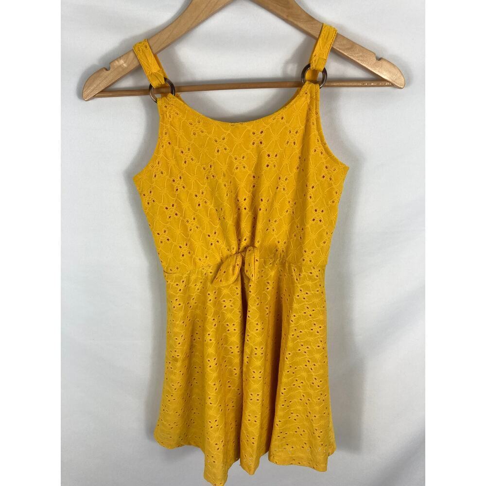 Tahari Girl Eyelet Sleeveless Dress Yellow Size 8
